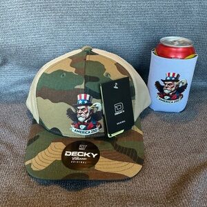 America 250 Trucker Hat & Koozie - Uncle Sam and Bald Eagle - Decky brand